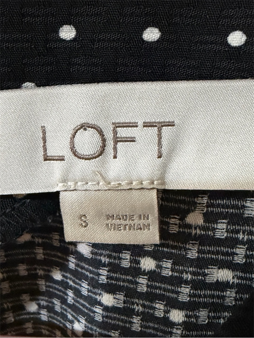 LOFT Black & White Polka Dot Blouse - Size S - Picture 5 of 6